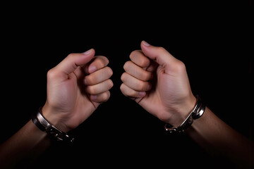 person holding a pair of handcuffs in their hands