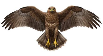 Isolated brown eagle with open wings