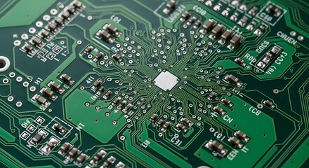 Obraz premium Circuit Board Complexity: A Microscopic Look at Modern Technology and Interconnectedness, Driving Innovation, Progress, and Digital Transformation