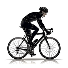 Fototapeta premium Dynamic Male Cyclist Silhouette on Road Bike - Fitness & Speed