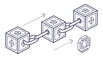 Blockchain technology network concept with connected blocks and data security for decentralization 100