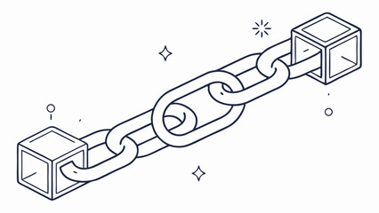 Blockchain technology concept with chain and blocks for secure data transfer and network connection system