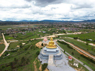 Big Stupa Aerial view of the city of Xiengkhuang, Laos