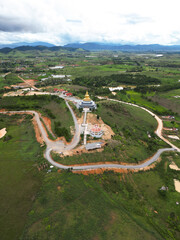 Big Stupa Aerial view of the city of Xiengkhuang, Laos