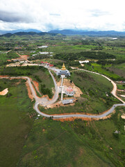 Big Stupa Aerial view of the city of Xiengkhuang, Laos