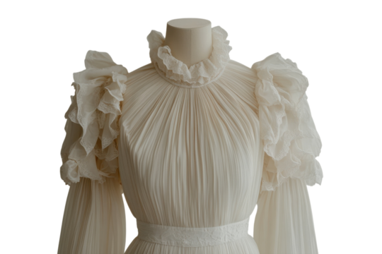 Vintage Lace Wedding Dress High Neck Ruffled Collar Romantic Sleeves Classic Elegance Bridal Couture