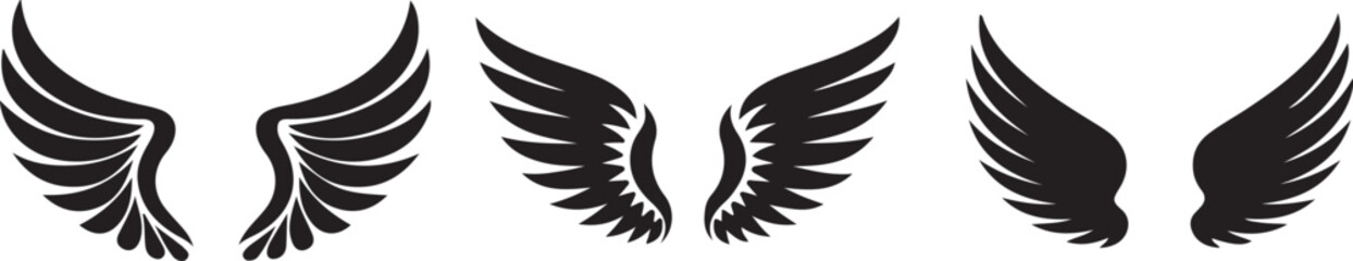 wings facing silhouette, bird wings silhouette, angel wings silhouette, spread wings silhouette,	