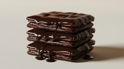 A realistic image of a virtual chocolate puff pastry with rich cocoa layers and flaky texture.