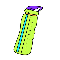 Hand drawn illustration of sports water bottle. Vector graphic illustration of plastic bottle