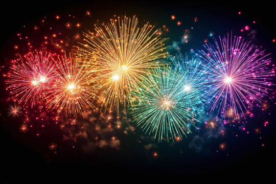 group of colorful fireworks exploding in the night sky2