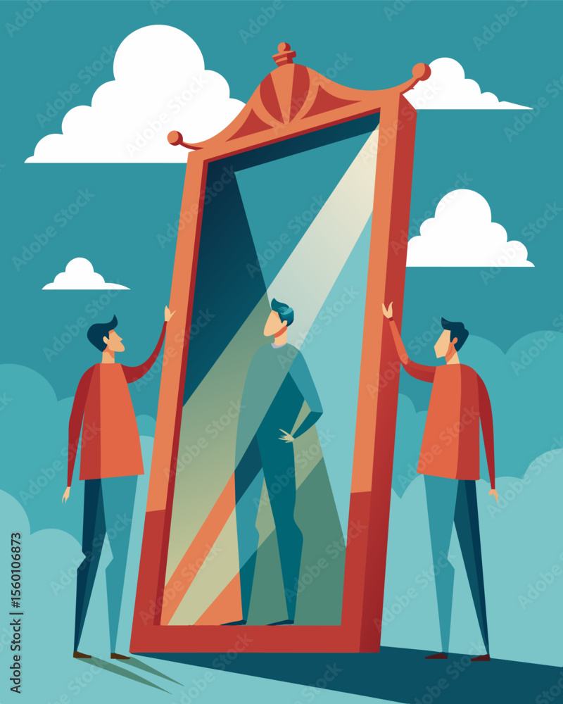 Poster a funhouse mirror warped the image making the tall look short and the thin look wide creating a dece
