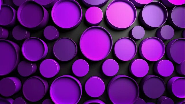 Abstract background with purple circles of different sizes on black backdrop creating a modern and stylish pattern