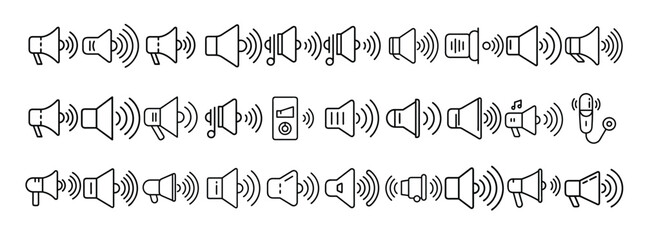 Sound and Volume Icon Set — Solid Audio, Speaker, Mute, Music, and Voice Control Icons