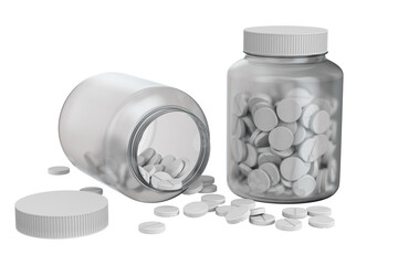 Glasses medicine bottle on white background. Isolated 3D illustration