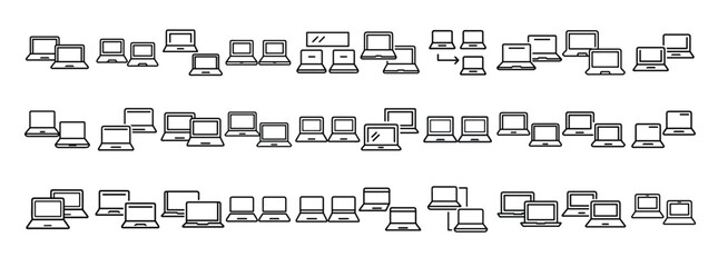 Laptop Icon Set — Solid Icons of Computers, Devices, Screens, Technology, and Digital Workstations