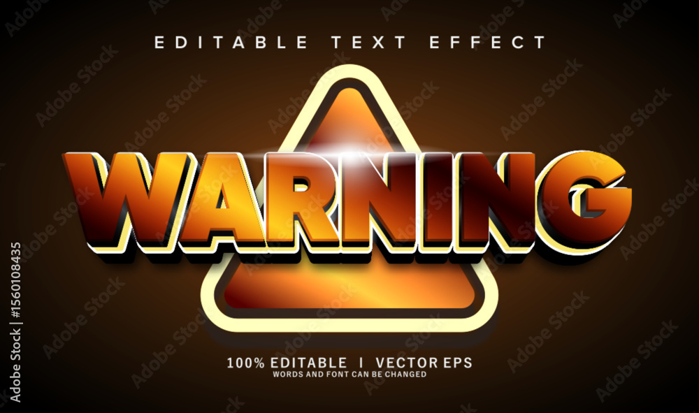Poster warning vector text effect with modern style design