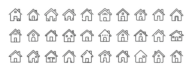 Home Icon Set — Solid House, Real Estate, Residential, Property, and Housing Icons