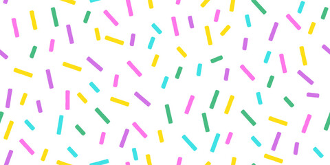 Donut Sprinkle Seamless Pattern with Colorful Glaze Texture Background and Rainbow Sugar Decoration in Sweet Candy Style Featuring Tiny Vermicelli for Fun and Bright Confectionery Designs