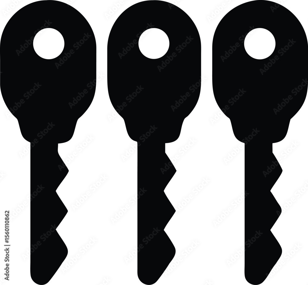 Poster three black keys icon set simple design vector