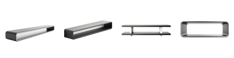 Fototapeta premium Modern TV Stand Collection: Minimalist Black Media Console Isolated