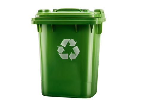 This vibrant green recycling bin, emblazoned with the universally recognized recycling symbol.