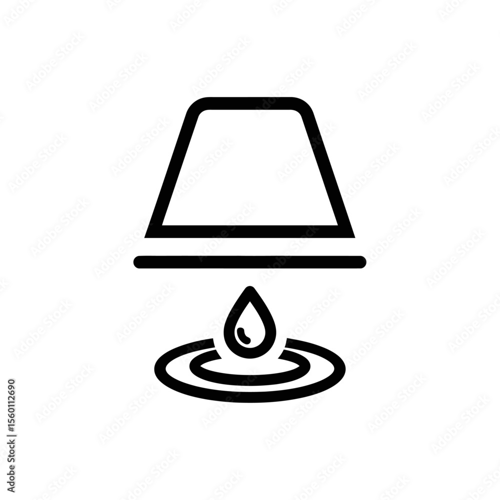 Poster illustration of a container with a line above it and a water droplet falling into a ripple below it