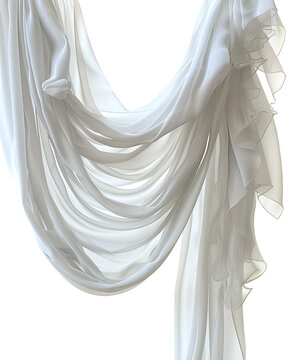 Elegant white fabric drapes softly flowing