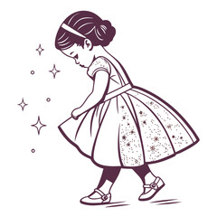 Fototapeta premium A sparkling baby dress with a glitter finish, perfect for dazzling style and festive occasions on a white background.