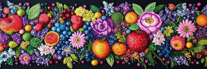 Vibrant floral and fruit arrangement