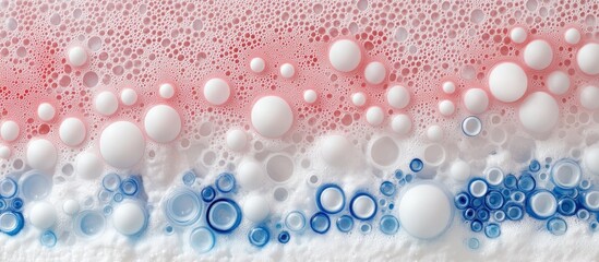 Abstract pattern of bubbles in pink, white, and blue