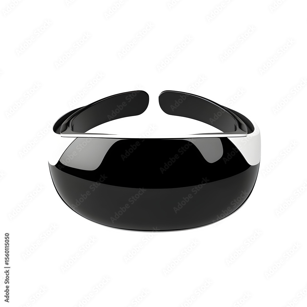 Poster premium 3d render presenting a streamlined black and white vr device with minimalist form. dynamic p