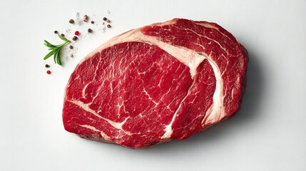 Fototapeta premium Premium Raw Beef Ribeye Steak with Perfect Marbling for Gourmet Cooking and Culinary Excellence