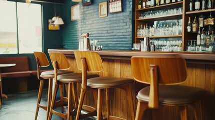 Obraz premium Chairs arranged at a bar counter