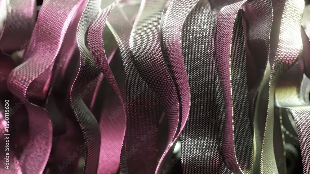 Aufkleber purple and silver ribbons waving gracefully, intertwining with elegant metallic sheen and creating d
