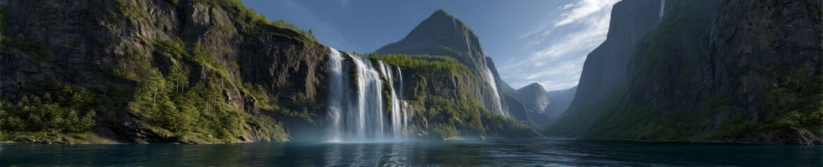Breathtaking waterfall landscape hdr 360 degrees in nature environment