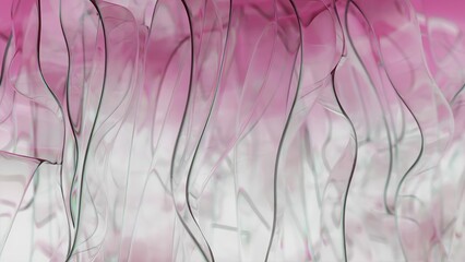 Smooth pink and green gradient lines flow and undulate gracefully against a clean white background, creating an abstract and visually appealing composition