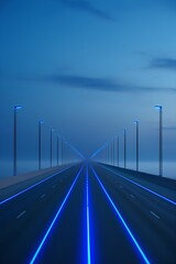 Highway lit with blue lights