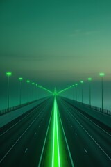 highway lit with green lights