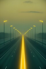 highway lit with yellow lights