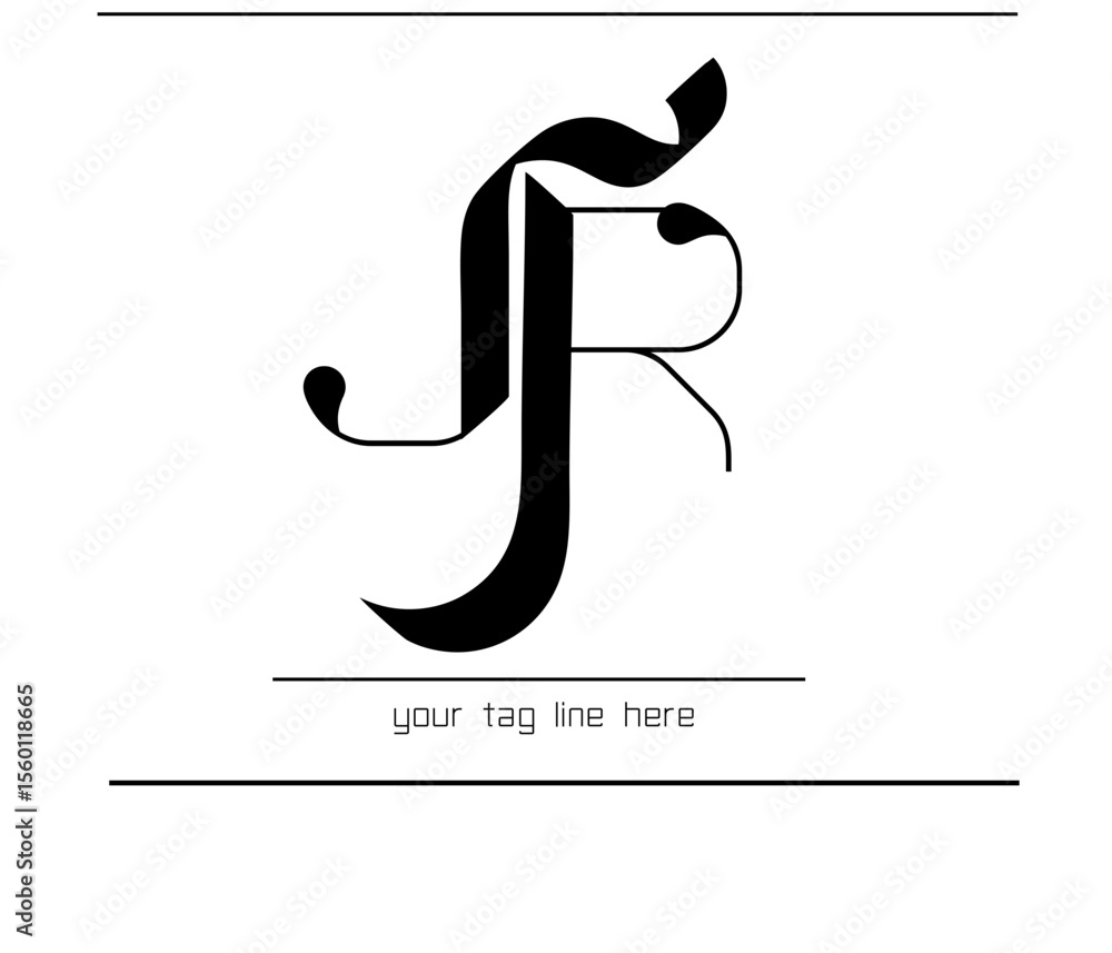 Fototapete premium rj monogram – elegant calligraphy letters emblem design, rj script logo – interwoven r and j
