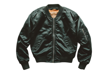 Sleek Bomber Jacket Black Satin Style Outerwear Fashion Trend Casual Elegant Outfit Clothing Apparel