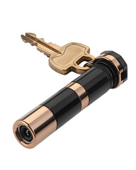 Rose gold and black keychain flashlight with key