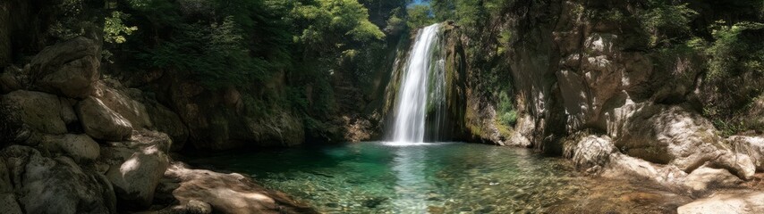 Obraz premium Majestic waterfall action nature landscape hdr 360 degrees view hdri