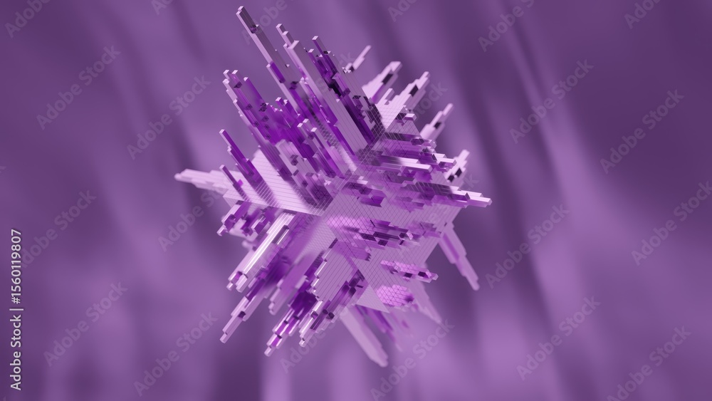 Aufkleber purple crystal structure with intricate geometric patterns rotates slowly, showcasing its complex an