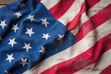 american flag on a wooden table