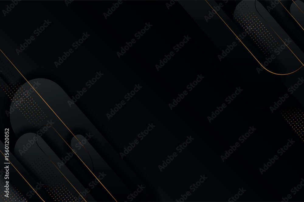 Poster black abstruct with gold line abstruct background design