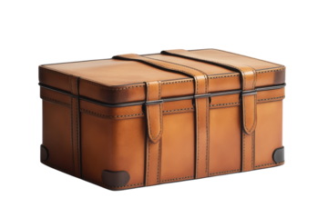 Leather Luggage Trunk Classic Design Brown Vintage Box Stylish Travel Storage Decorative Heirloom