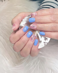 woman hands with nail polish