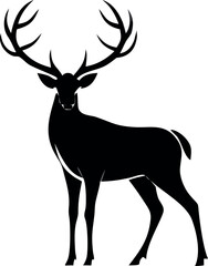 Obraz premium deer with large antlers silhouette flat .