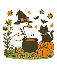 Halloween Fall the Cozy Goose T Shirt Design 